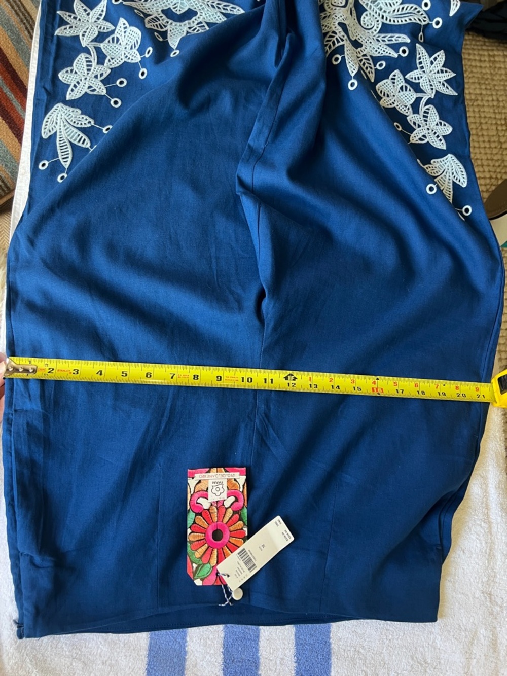 FARM Rio x Anthropologie Blue Embroidered Wide-Leg Pants Size Medium NWT - Picture 14 of 15